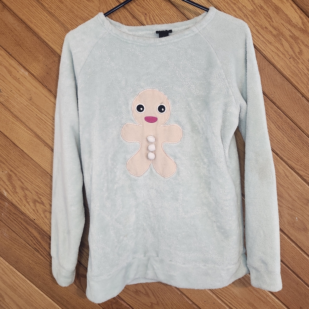 Rue 21 Light Blue Cozy Junior's Large Gingerbread Man Sweater